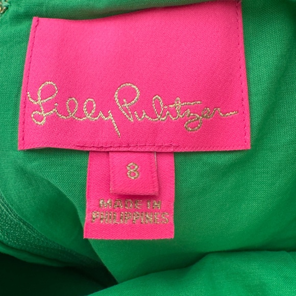 Lilly Pulitzer Kylanne Elbow Sleeve Linen Dress Gecko Green - Picture 5 of 8